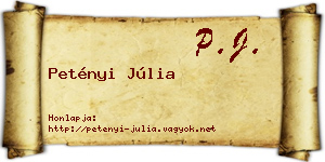 Petényi Júlia névjegykártya